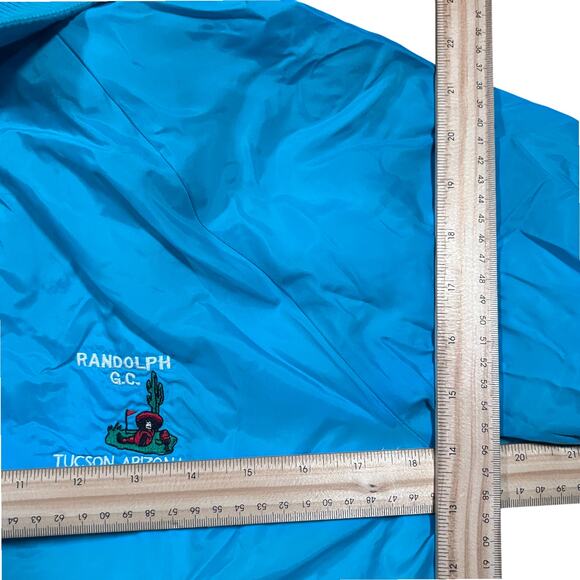 American Vintage 80s Western Golf Coach Jacket Blue Snap Front Tucson - Picture 3 of 5